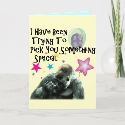 nose picking funny gorilla card