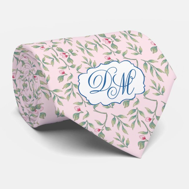 Nosegay Pink Wedding Keepsake  Neck Tie (Rolled)