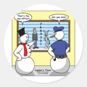 Noseless Snowman Bunny Suspect Gifts & Tees Classic Round Sticker