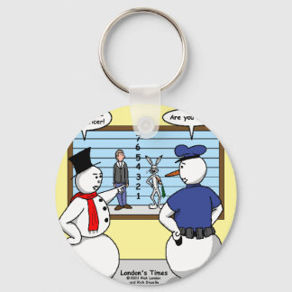 Noseless Snowman Bunny Suspect Gifts & Tees Keychain