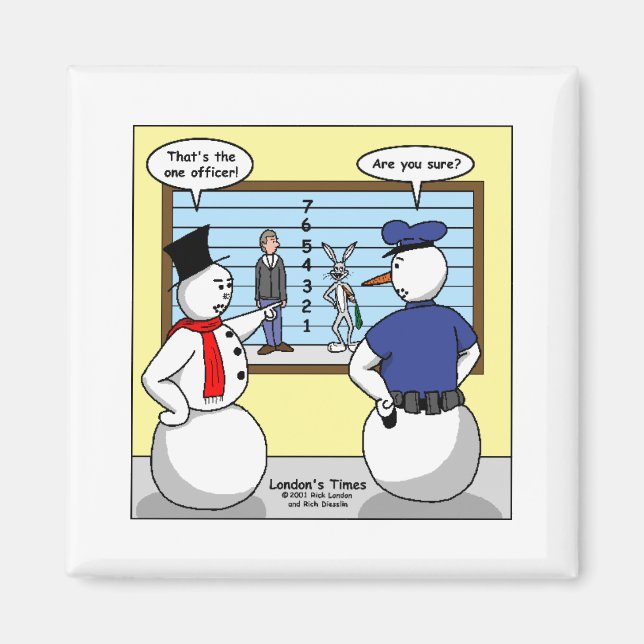 Noseless Snowman Bunny Suspect Gifts & Tees Magnet (Front)