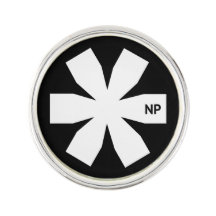 Nosetouch Press Round Silver Lapel Pin, Black