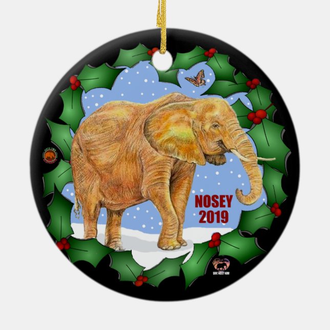 Nosey 2019 Christmas Ornament, 2 sided Ceramic Ornament (Back)