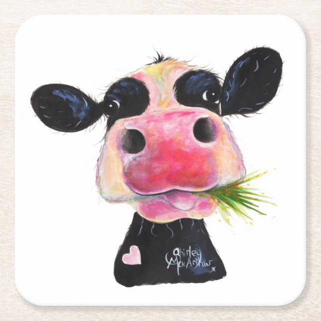 Nosey Friesian Cow ' HURLEY BURLEY ' Coasters (Front)