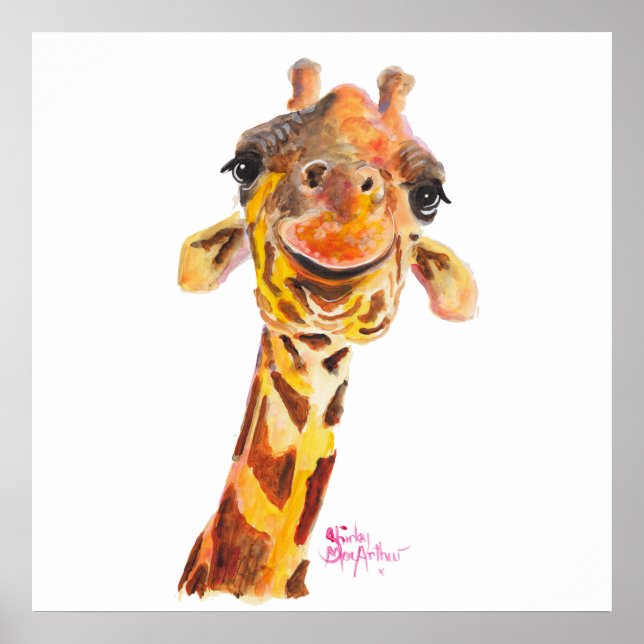 Nosey Giraffe ' Jo ' by Shirley MacArthur Poster (Front)