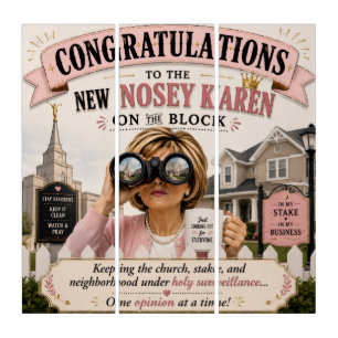 Nosey Karen at Church Funny Church Lady Gossip Hum Triptych