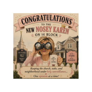 Nosey Karen at Church Funny Church Lady Gossip Hum Wood Wall Art