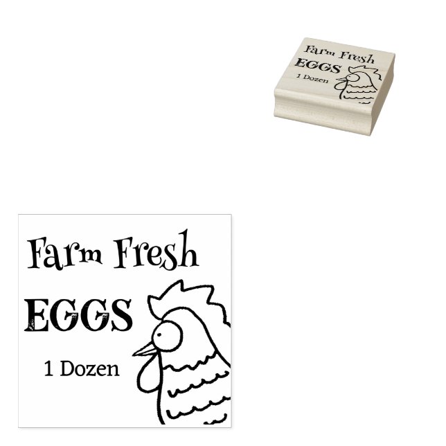 Nosey Rooster Farm Fresh Eggs Rubber Stamp (Stamped)