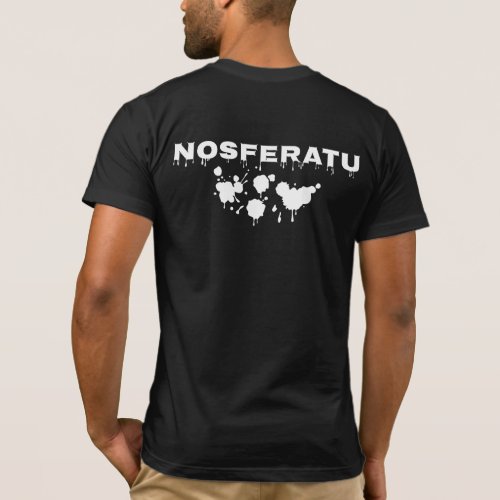 Nosferatu Inspired White on Black Bat Typography T_Shirt