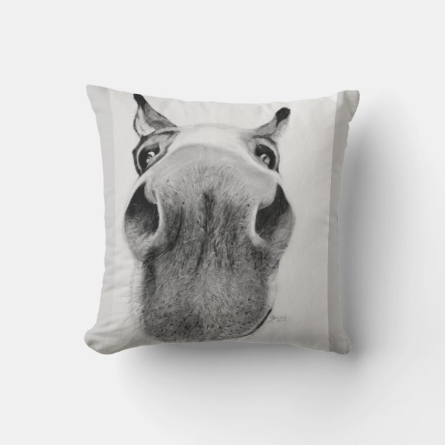 Nosie Rosie Throw Pillow (Front)