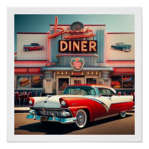 Nostalgia Chevy and Diner  Poster