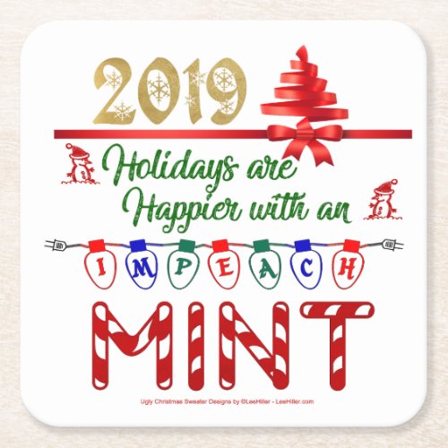 Nostalgia Holidays Christmas Impeachment 2019 Square Paper Coaster