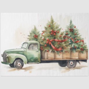 Nostalgia in Every Detail: Vintage Truck and Trees Tissue Paper