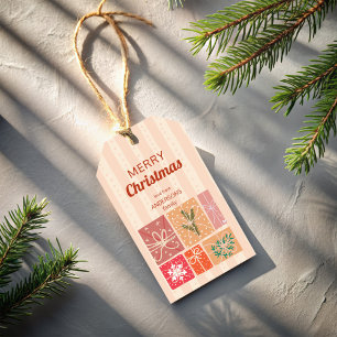 Nostalgia retro Christmas stripped personalized Gift Tags