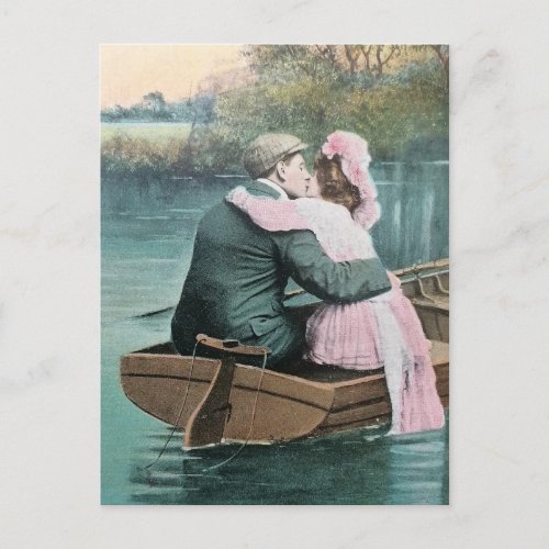 Nostalgia Vintage True Lovers Kiss Postcard