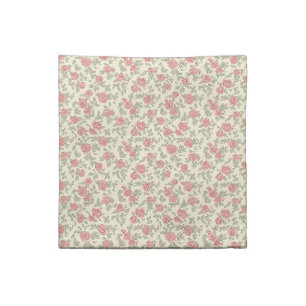 Nostalgic 1940s Dusty Rose & Sage Utility Floral Cloth Napkin