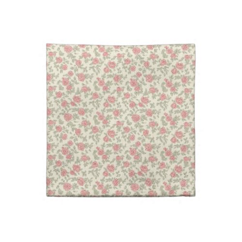 Nostalgic 1940s Dusty Rose &amp; Sage Utility Floral Cloth Napkin