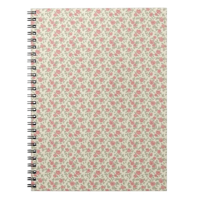 Nostalgic 1940s Dusty Rose & Sage Utility Floral Notebook (Front)