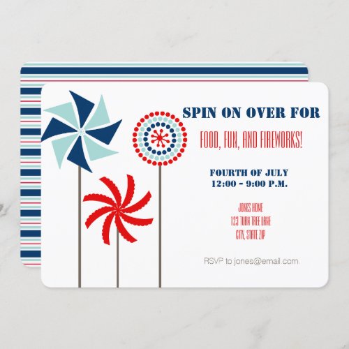 Nostalgic 4th of July Pinwheel Party Invitation