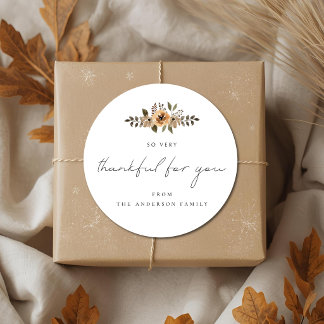 Nostalgic Autumn Floral Thanksgiving Gift Classic Round Sticker