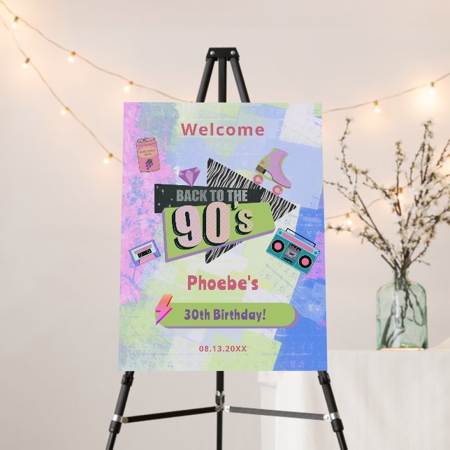 Nostalgic Back to the 90s Birthday Party Welcome Foam Board (In Situ (Stand))