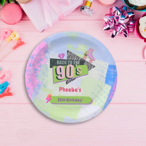 Nostalgic Back to the 90s Retro Birthday Party Paper Plates