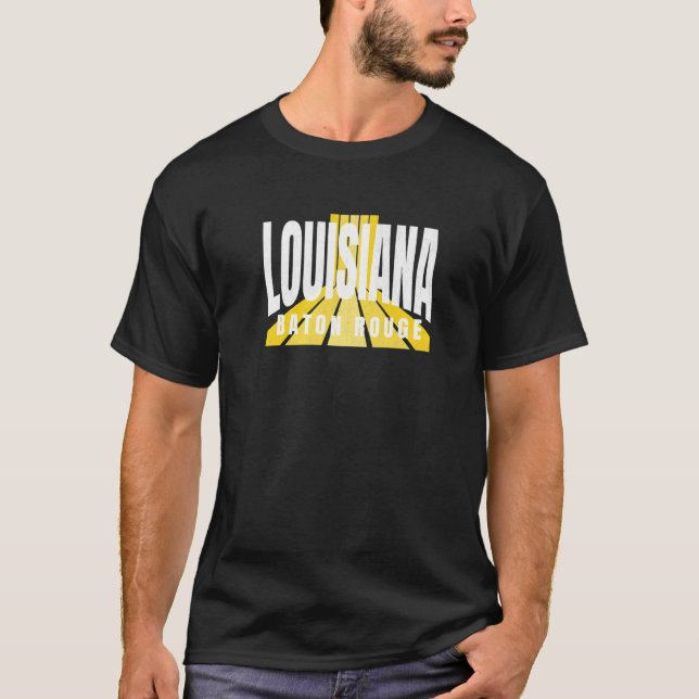Nostalgic Baton Rouge Cool Purple & Yellow Louisia T-Shirt (Front)