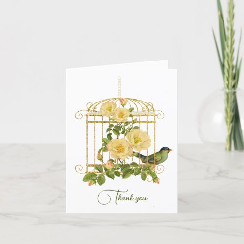 Nostalgic Bird Cage and Roses Thank You Card
