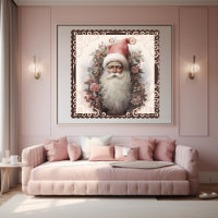 Nostalgic Black Santa with Pink Floral Elements