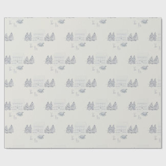 Nostalgic Blue Christmas  Wrapping Paper