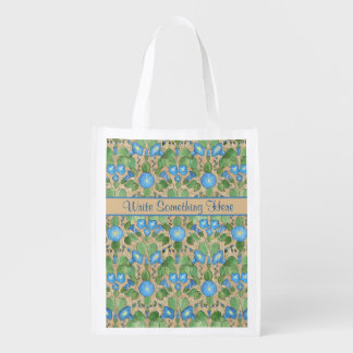 Nostalgic Blue Morning Glory Custom Shopping Bag