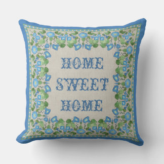 Nostalgic Blue Morning Glory Pillow or Cushion