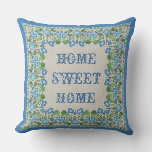 Nostalgic Blue Morning Glory Pillow or Cushion