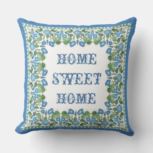 Nostalgic Blue Morning Glory Pillow or Cushion