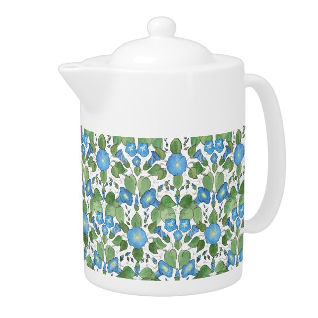Nostalgic Blue Morning Glory Porcelain Teapot (Right)