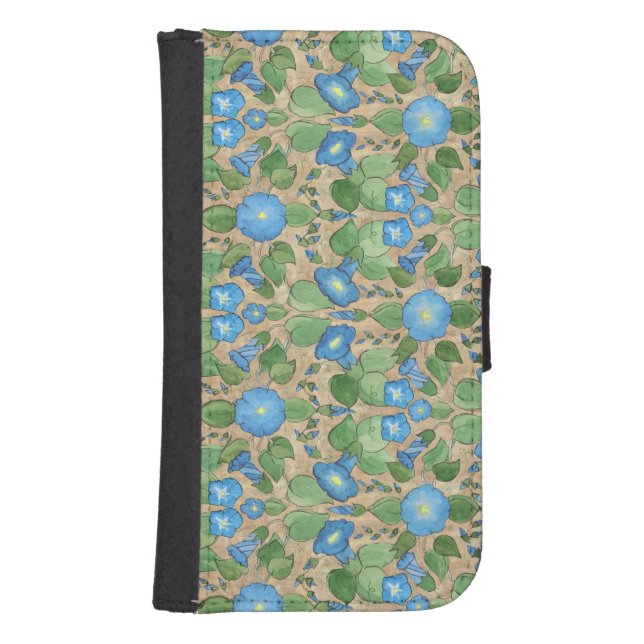 Nostalgic Blue Morning Glory Wallet Phone-case (Front)