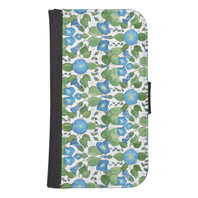 Nostalgic Blue Morning Glory Wallet Phone-case (Front)