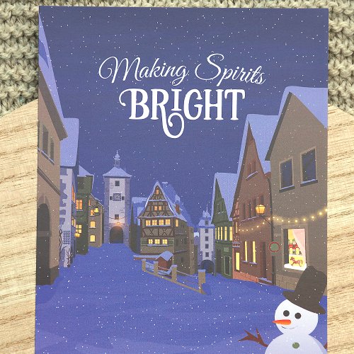 Nostalgic Business Logo Christmas Lights Blue Holiday Card