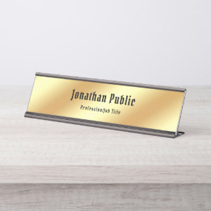 Nostalgic Calligraphy Classic Text Gold Template Desk Name Plate