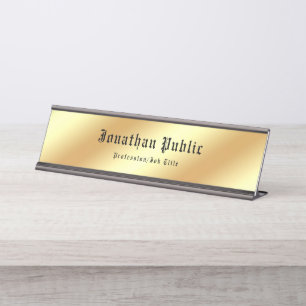 Nostalgic Calligraphy Gold Template Classic Text Desk Name Plate