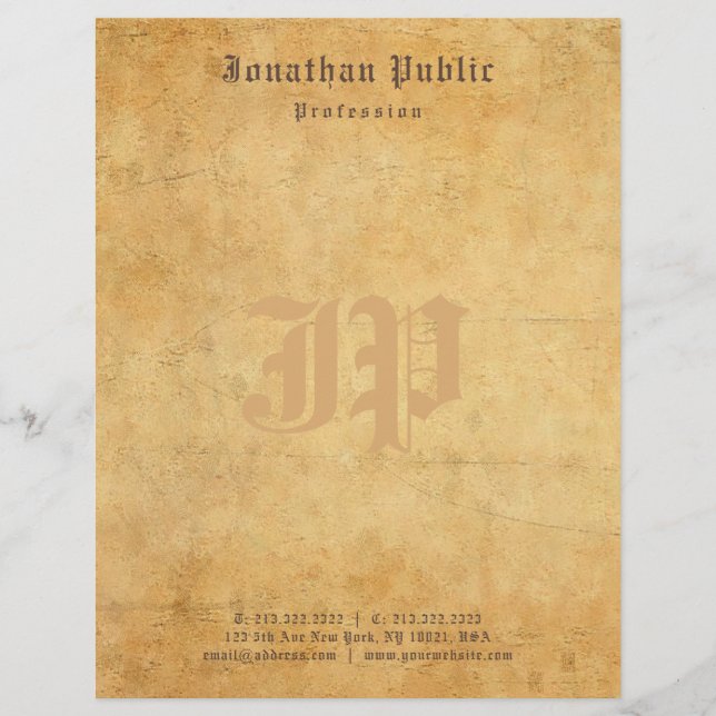 Nostalgic Calligraphy Monogram Elegant Vintage Letterhead (Front)