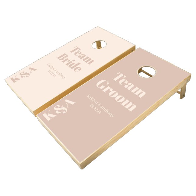 Nostalgic Charm Retro Wedding Cornhole Set (Angled)