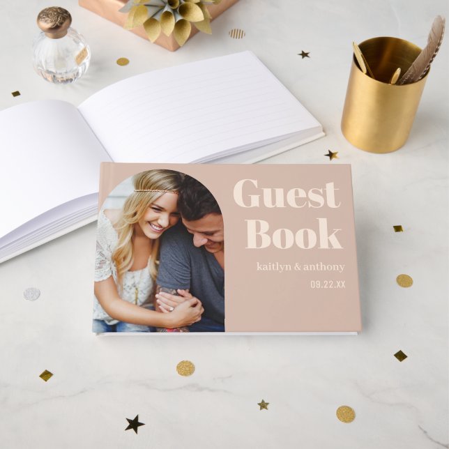 Nostalgic Charm Retro Wedding Guest Book (Front Open)