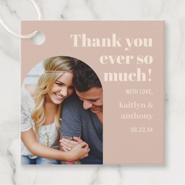 Nostalgic Charm Retro Wedding Photo Favor Tags (Front)