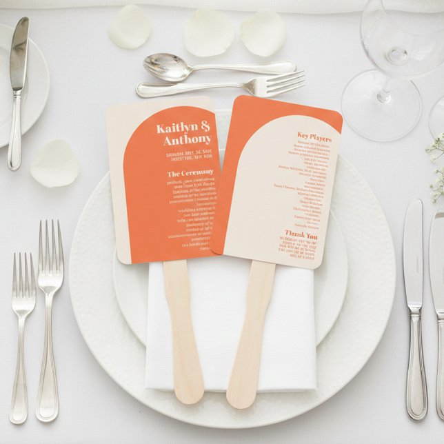 Nostalgic Charm Retro Wedding Program Hand Fan (Creator Uploaded)