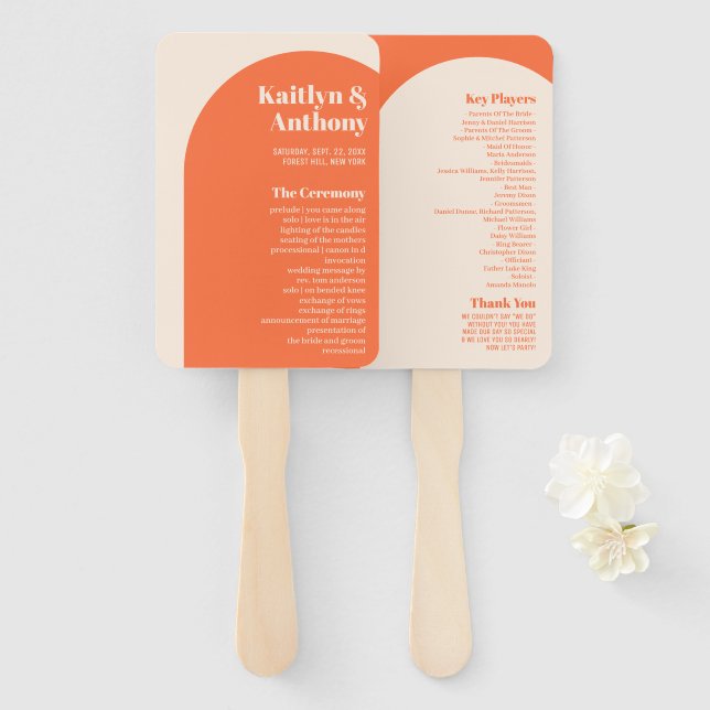 Nostalgic Charm Retro Wedding Program Hand Fan (Front and Back)