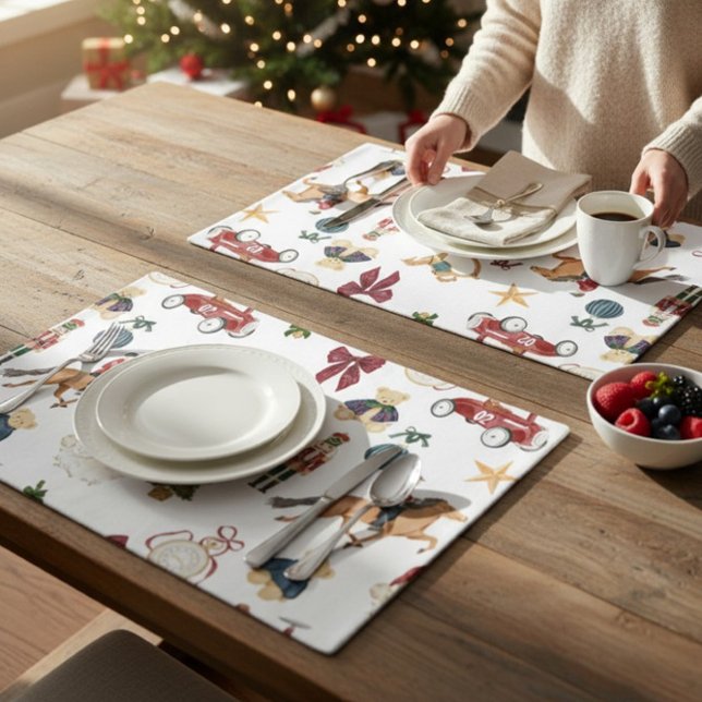 Nostalgic Christmas Characters Watercolor Pattern  Placemat (Creator Uploaded)