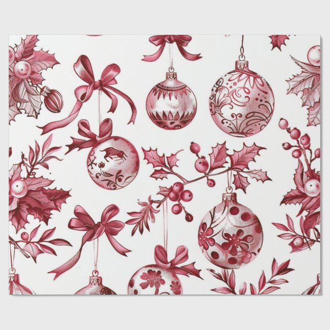 Nostalgic Christmas Red Wrapping Paper (Flat)