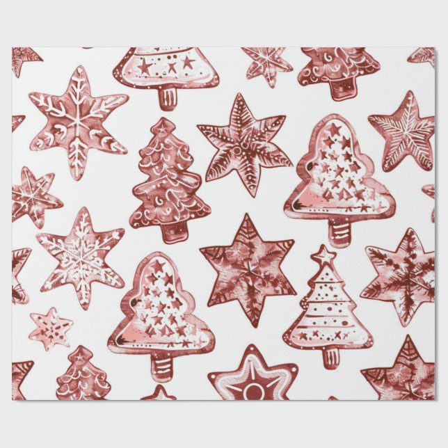 Nostalgic Christmas Red Wrapping Paper (Flat)