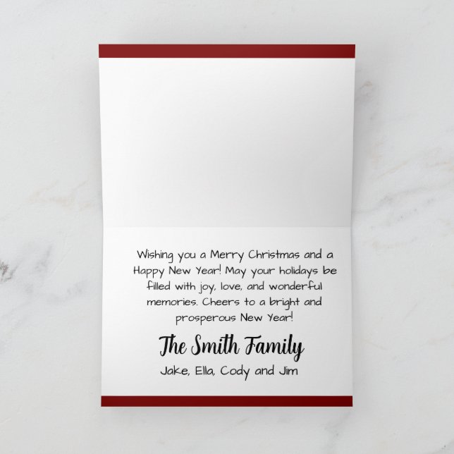 Nostalgic Christmas Santa in Sled (Custom) Holiday Card (Inside)